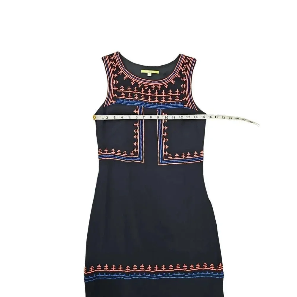 Gianni Bini Women's Embroidered Dress Size small Black Multicolor Sleeveless